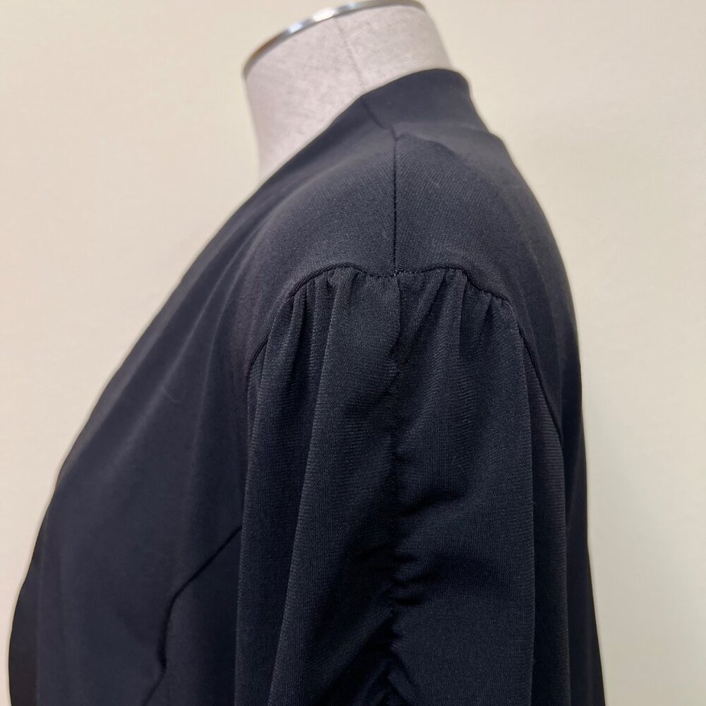 Lennie For Nina Leonard Black 3/4 Sleeve Ruched Arm Bolero Shrug Size Large - Picture 4 of 6